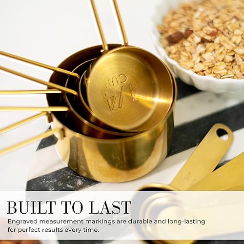 Miniatura 9 de Styled Settings Paquete de cocina azul y cobre de 33 piezas, juego de utensilios de 17 piezas, 8 cucharas medidoras magnéticas y 8 tazas medidoras