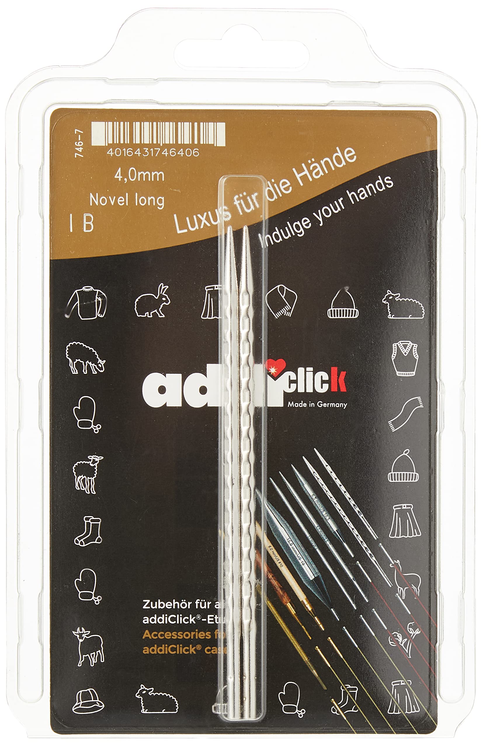 AddiClick Novel Lace Long Tips, Metal, 4.00mm (UK 8 / US 6), 4mm