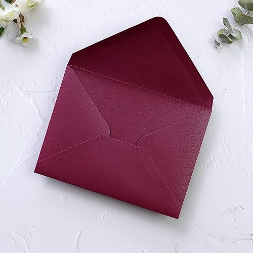 Miniatura 4 de PONATIA Paquete de 50 sobres A1, 3 58 x 5 18 pulgadas, sobres color burdeos perfectos para tarjetas de boda, tarjetas de confirmación, sobres de