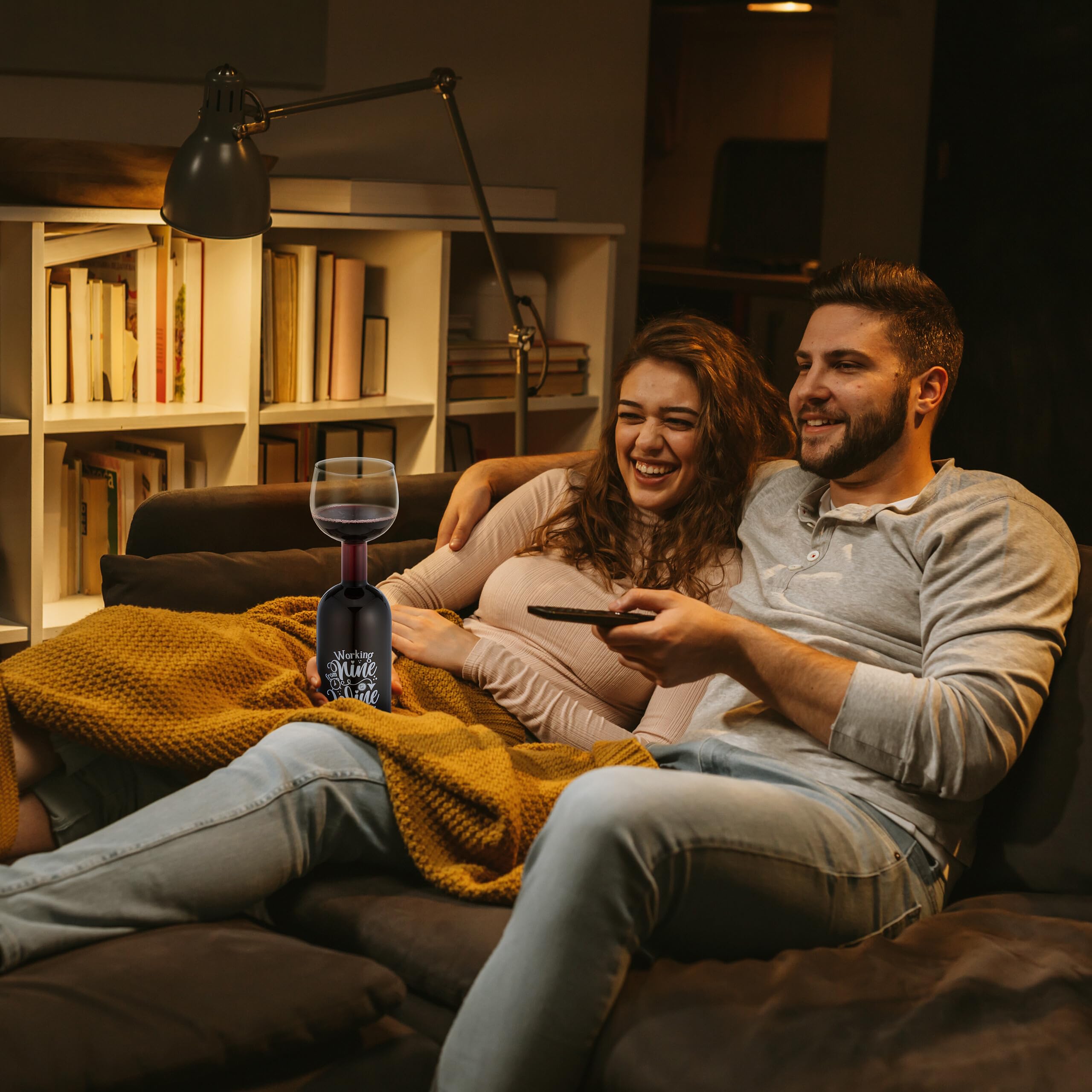 Relaxdays Szklana butelka do wina, XL kieliszek do wina z sentencją, zabawny prezent dla miłośników wina, 750 ml, przezroczysta