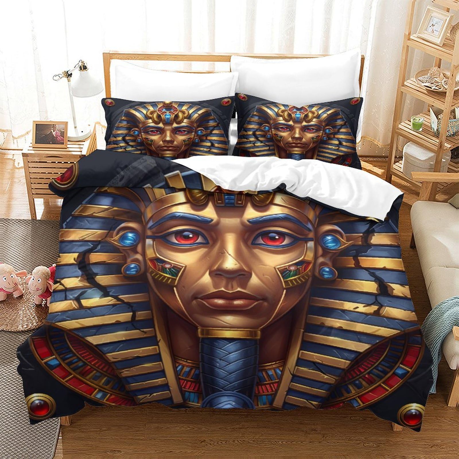 Parure de couette pharaon 3D au fini satiné d'une douceur exceptionnelle pour lit simple 140x200
