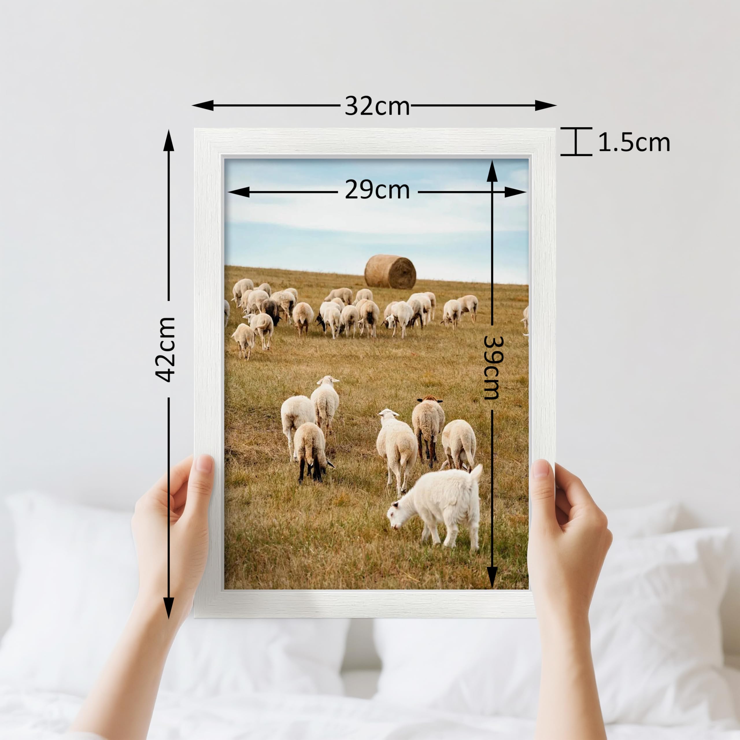 4 Pcs Cadres Photo en Bois MDF Naturel - 30 x 40cm, Cadre a3, Cadre Blanc Avec Verre Acrylique, Cadre Pour Posters, Collages, Cadre Pour Posters