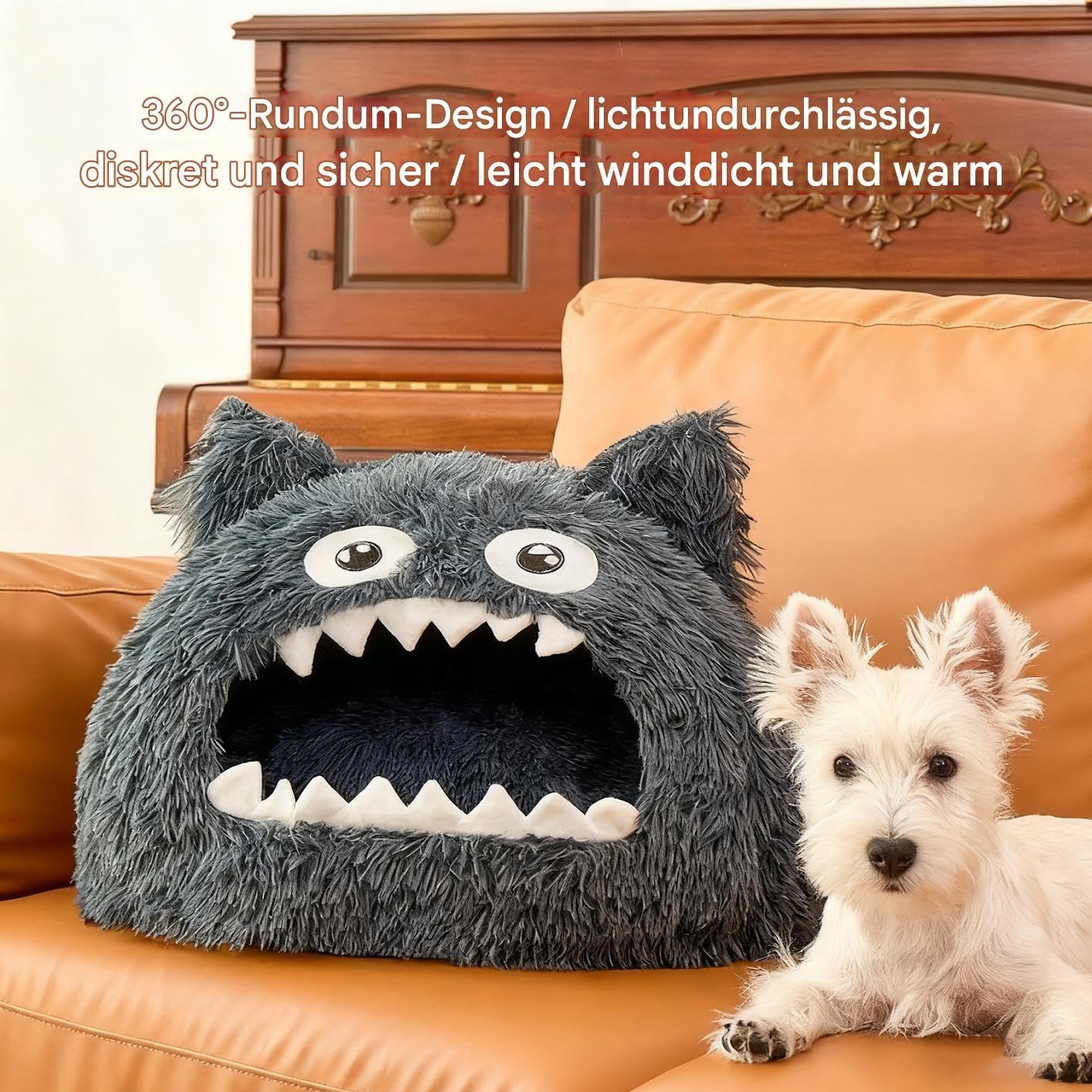 Cama Cueva Para Gatos Casa con Diseño de Abierta | Casa Refugio Para Gatos Lavable Con Cojín Lavable Para Cachorro Gatito Mascota Pequeña Interior Exterior Hogar Invierno