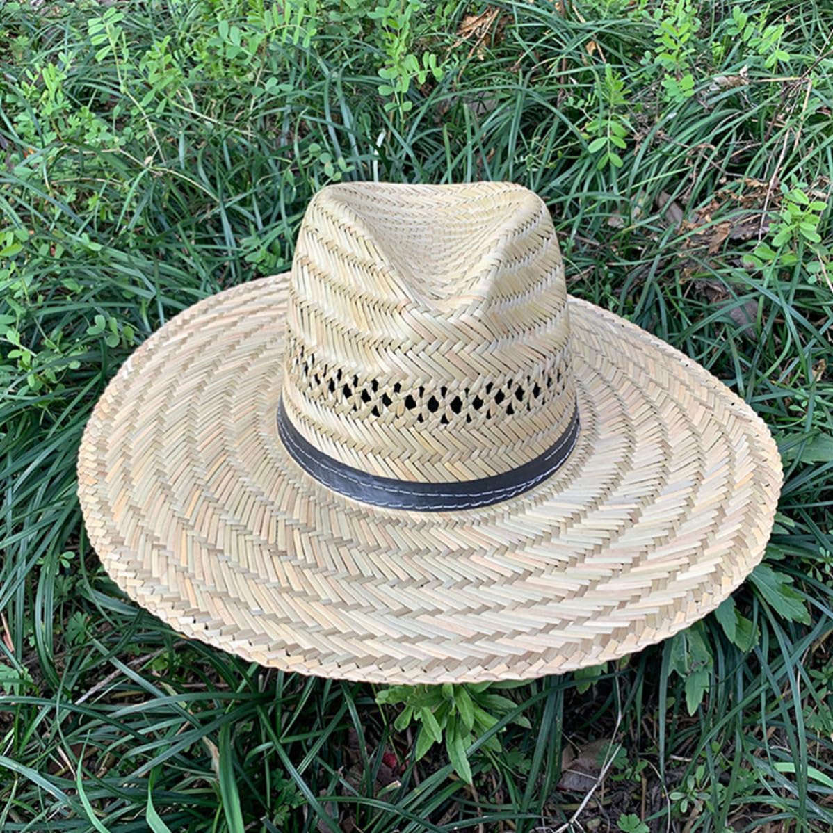 OSALADI 3 Pezzi Cappello di Paglia Estivo Tesa Larga per Uomo e Donna, Portatile e Traspirante, Protezione Solare Completa, per Ciclismo e Campeggio in Estate