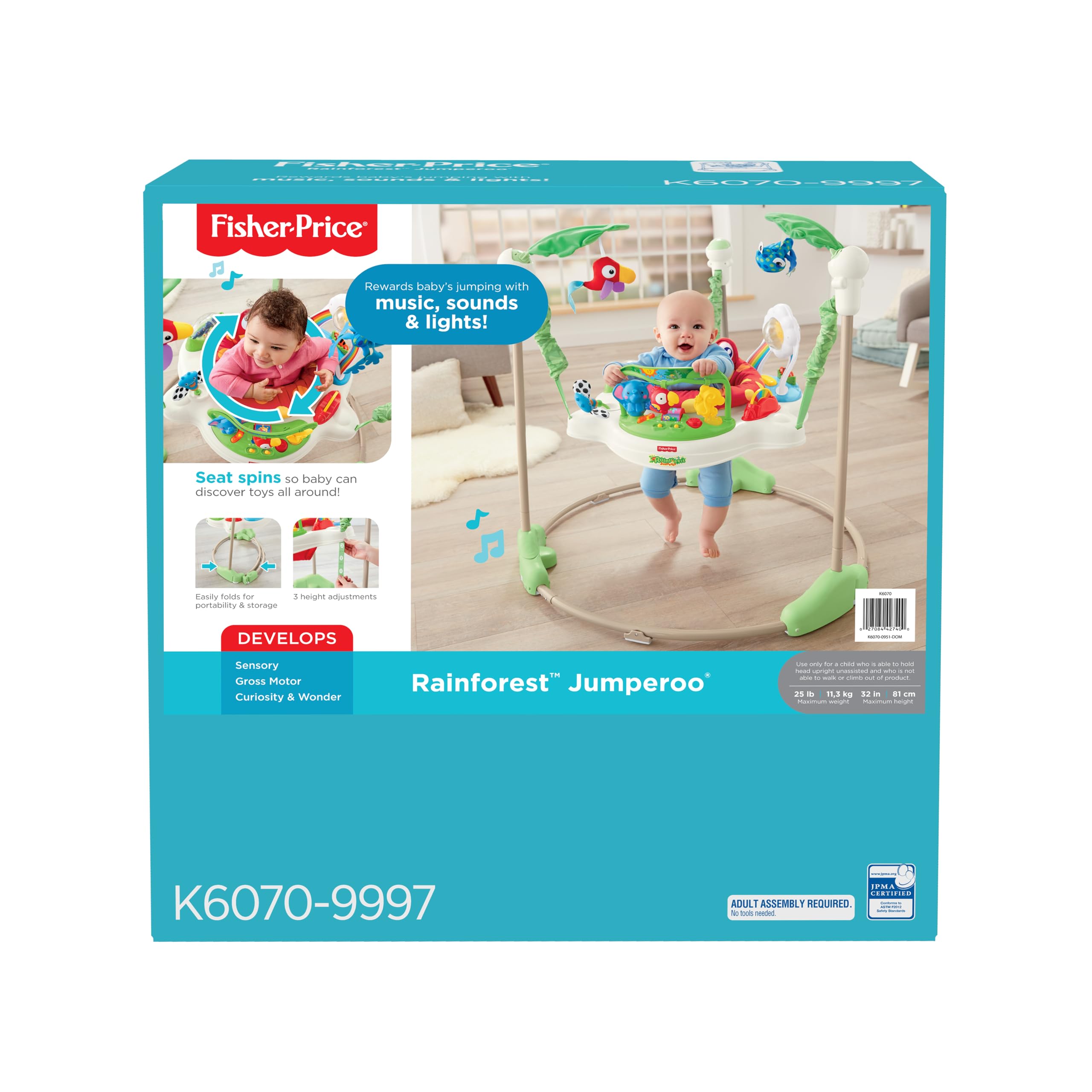 Fisher-Price Saltador Animalito de la Selva con Luces y Sonidos para bebé Mayor a 1 año