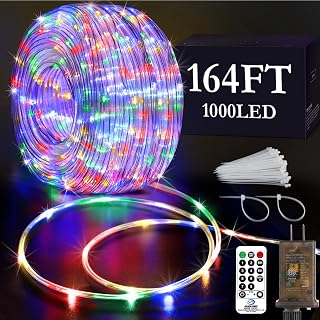 KNONEW 164FT 1000 LED Waterproof Outdoor Rope Lights, 8 Modes Multicolor IP65 String Lights for Patio, Garden, Christmas, Wedding, RV