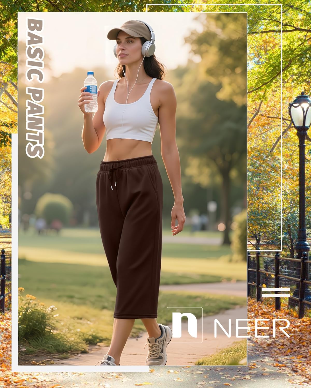 Neer 3 Pack Women's Capri Pants, Drawstring Wide Leg Crop Lounge Sweatpants Summer Yoga Casual Cropped Pants with Pocket