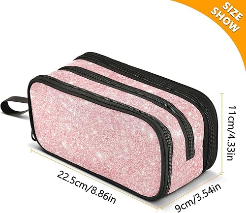 Miniatura 4 de Estuche para lápices de gran capacidad para niñas y niños, bolsa de lápices con purpurina rosa rosa brillante, bolsa para lápices para estudiantes,