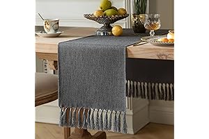 Burlap Linen Style Rustic Graphite Grey Table Runner