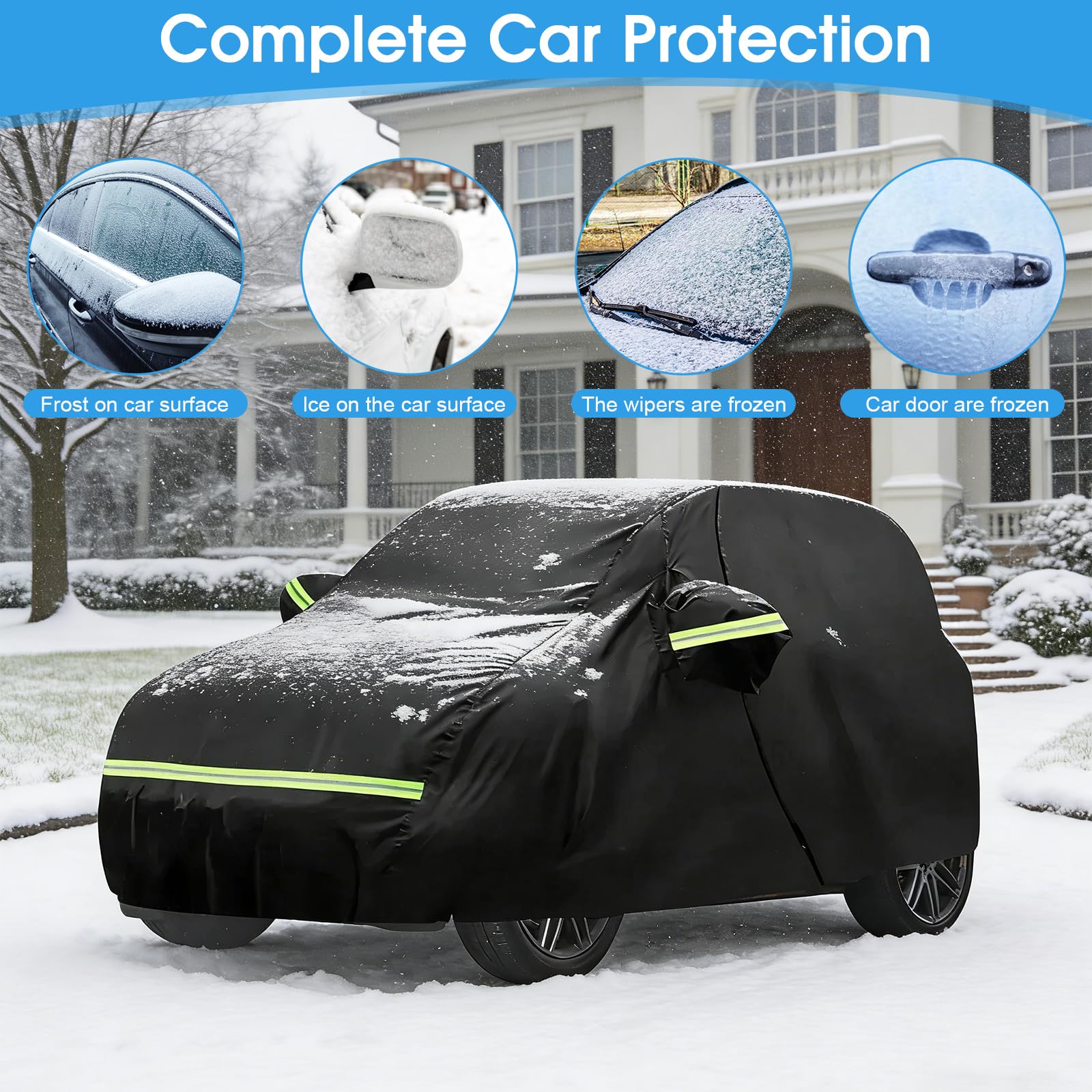 Telo copriauto per Smart Fortwo W451 W453 2016-2024, impermeabile, invernale, traspirante, copertura completa per auto, per sole, pioggia, raggi UV, protezione dalla polvere, con porta con cerniera