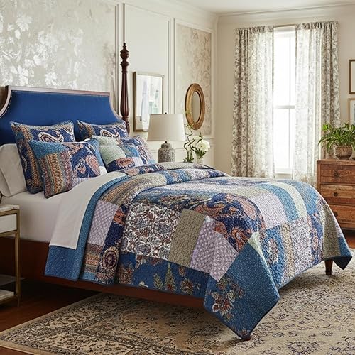 Miniatura 7 de Tache Home Colcha de cachemir floral bohemio rústico de algodón colcha de retazos