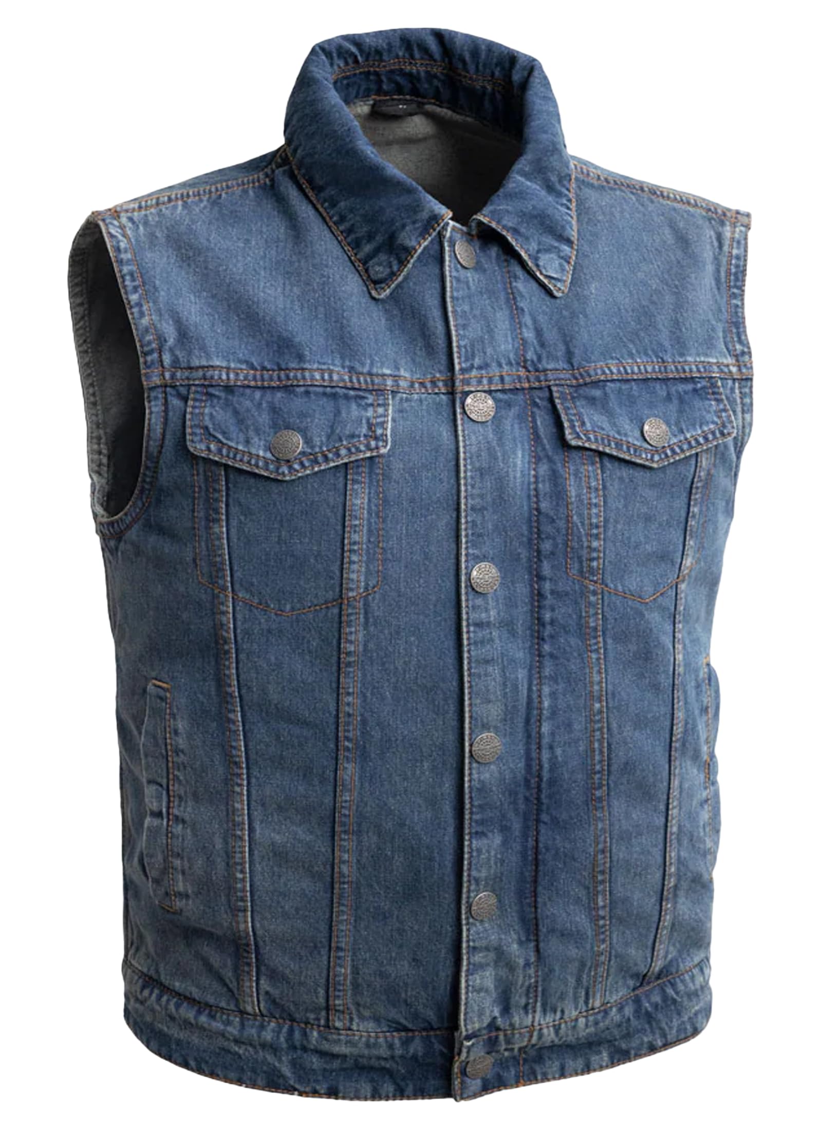 First Mfg Co - Showdown - Men's Motorcycle Biker Riding Blue Denim Vest - 3X Large - Conceal Carry Pockets