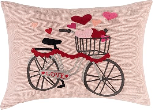 C&F Home Hearts Bicycle - Fundas de almohada bordadas para el día de San Valentín de 18 x 13 pulgadas, fundas decorativas para sofá y cama, 18 x 13