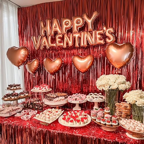 Vista 33 de PartyWoo Cortinas de flecos de aluminio plateadas, 2 serpentinas plateadas de 3.3 x 6.6 pies, telón de fondo con flecos, fondo de oropel, cortina