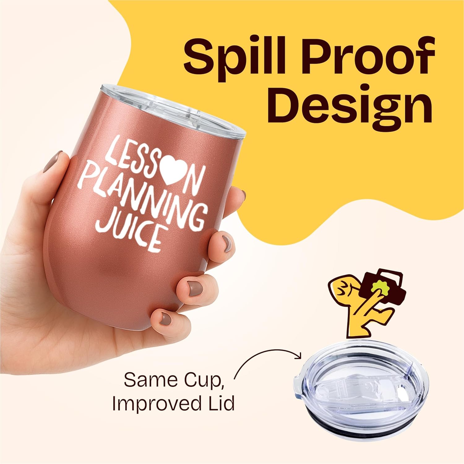 KLUBI Cute New Teacher Gift Wine Mug - Lesson Planning Juice Wine Tumbler 12oz with Lid and Straw - Birthday, College Graduation Gifts for Teachers, Student Teacher Congrats - Image 6