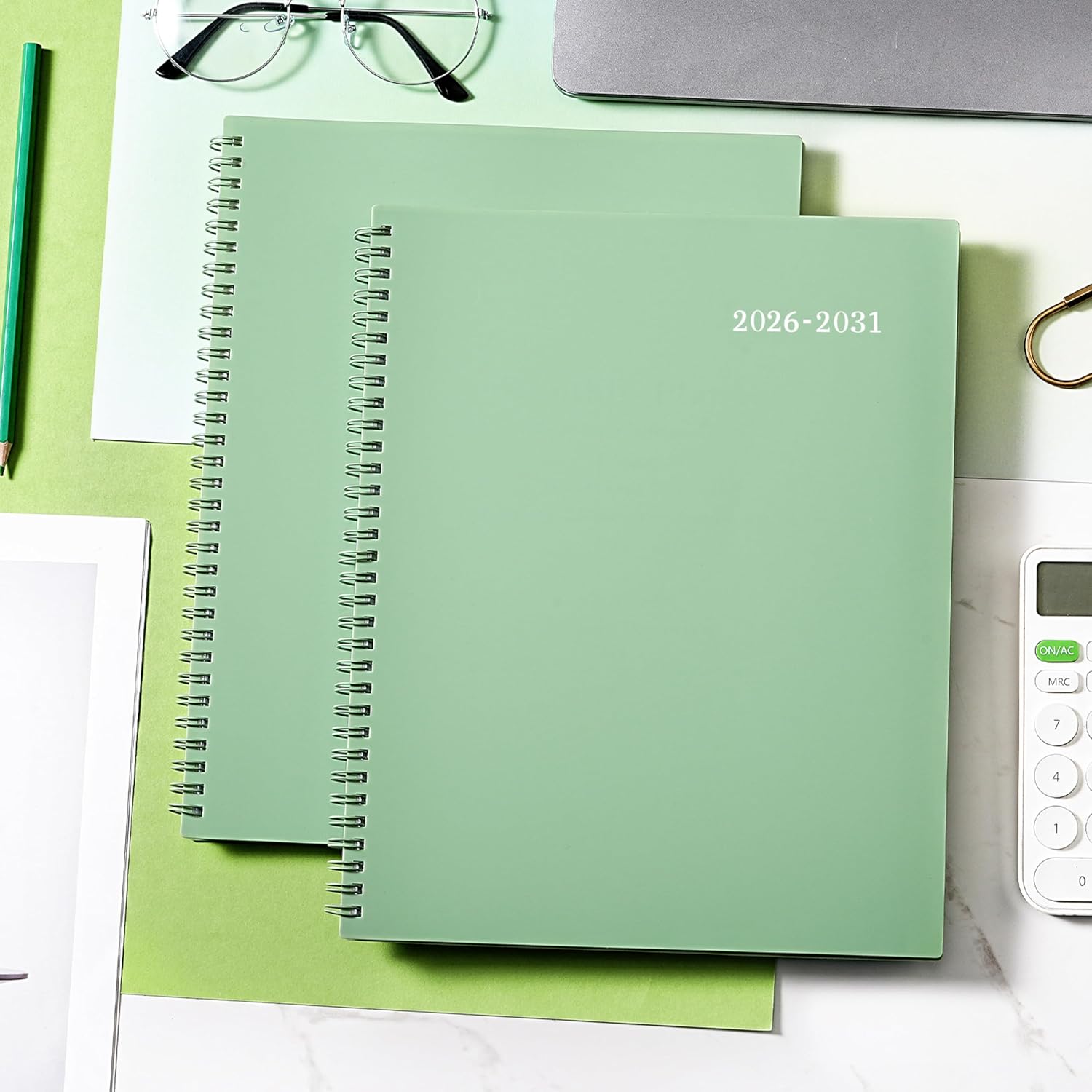 2026-2031 Monthly Planner/Monthly Calendar - 5 Year monthly Planner, Jul. 2026 - Jun. 2031, 9" x 11", Double-Side Pocket + Durable Polypropylene Cover - Sage Green