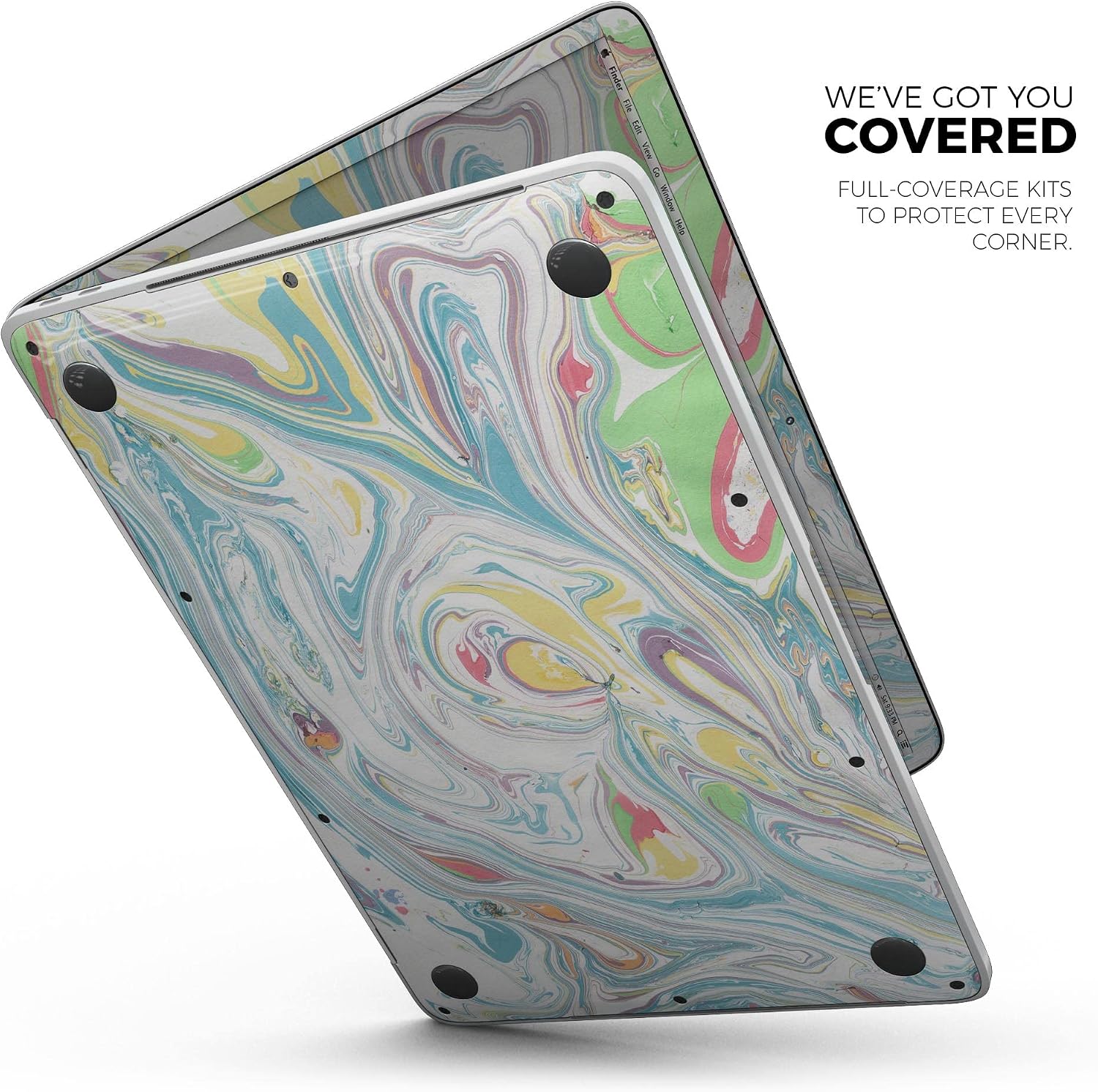 DesignSkinz - Marbleized Swirling Candy Colors - Full-Body Wrap Protective Decal Skin Kit Compatible with MacBook 14" Pro M1 (A2442)