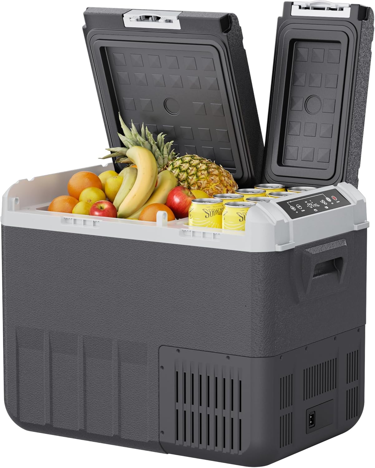 EKOJUCE 12 Volt Car Refrigerator, 37QT(35L) Electric Cooler, Dual Zone Portable Freezer with 12/24V DC & 100-240V AC, -4℉-68℉, Car Fridge for Truck Camping Travel RV Road Trips