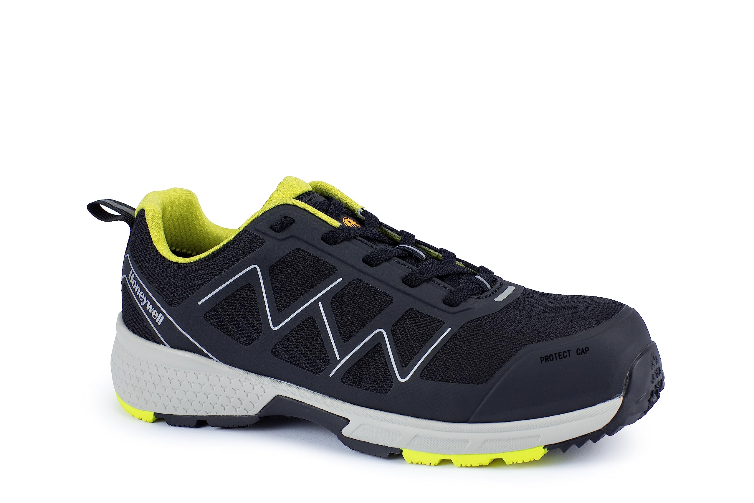 Honeywell Agile Sprinter S3 SRC ESD Industrial Safety Shoes for Men & Women, Low Cut, Lighter Composite Fiberglass Toecap, 3D Mesh Lining, EVA Midsole Rubber Outsole, Yellow, Size 6 UK, 6250120-40