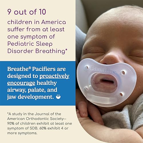 Miniatura 4 de Breathe - Chupete Breathe - Diseño patentado para el desarrollo oral y facial natural, sin BPA, sin látex, desarrollado por pediatras, apto para