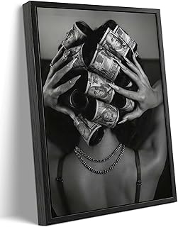 Framed Black and White Fashion Canvas Wall Art Luxury Feminist Picture W...