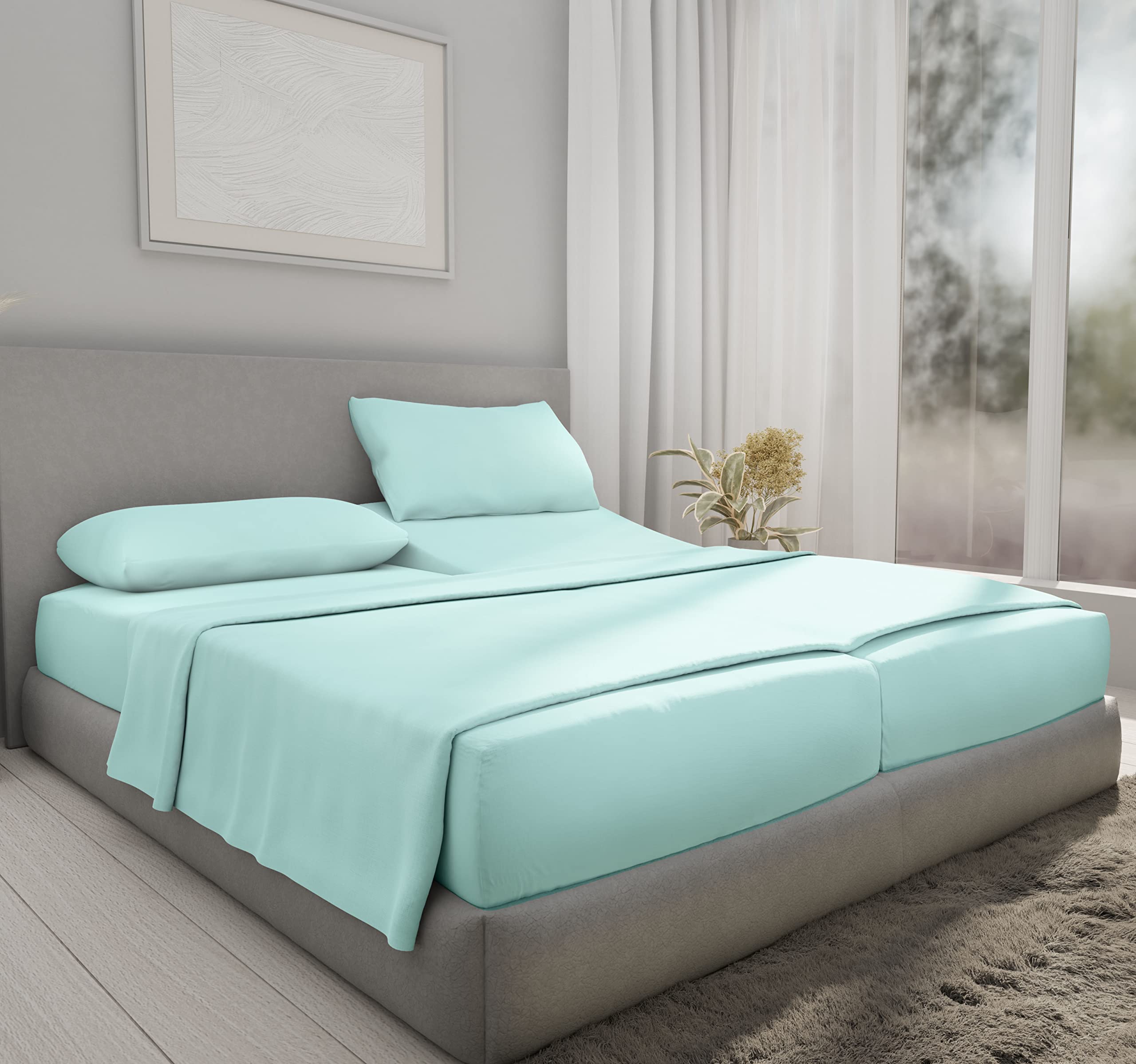 Products With Free Delivery New DreamFit Split King Sheets Set Sea Gaze