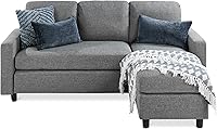 Best Choice Products Gray L-Shaped Sectional Sofa w/ Reversible Chaise Ottoman, 3-Seat for Apartments & Dorms, 680lb Capacity