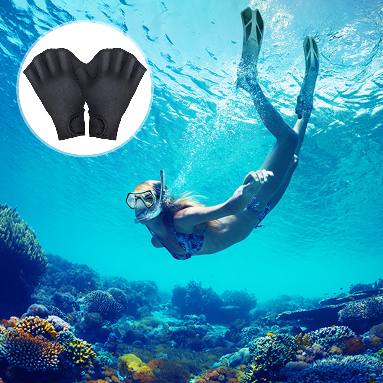 Aquatic Handschuhe 1 Paar,Schwimmhandschuhe Webbed Handschuhe Schwimmflossen Wasserdicht Schwimmhandschuhe mit Einstellbare Trageschlaufe Paddel Trainingsschwimm Handschuhe für Erwachsene (S)