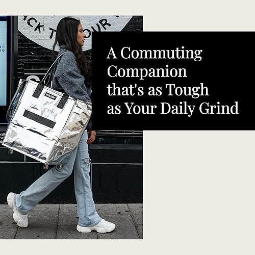 Miniatura 9 de HULKEN (Mediano, Plateado) Bolsa de Comestibles Reutilizable con Ruedas, Carrito de Compras, Bolsa Rodante, Cierre de Cremallera, Ligera, Soporta