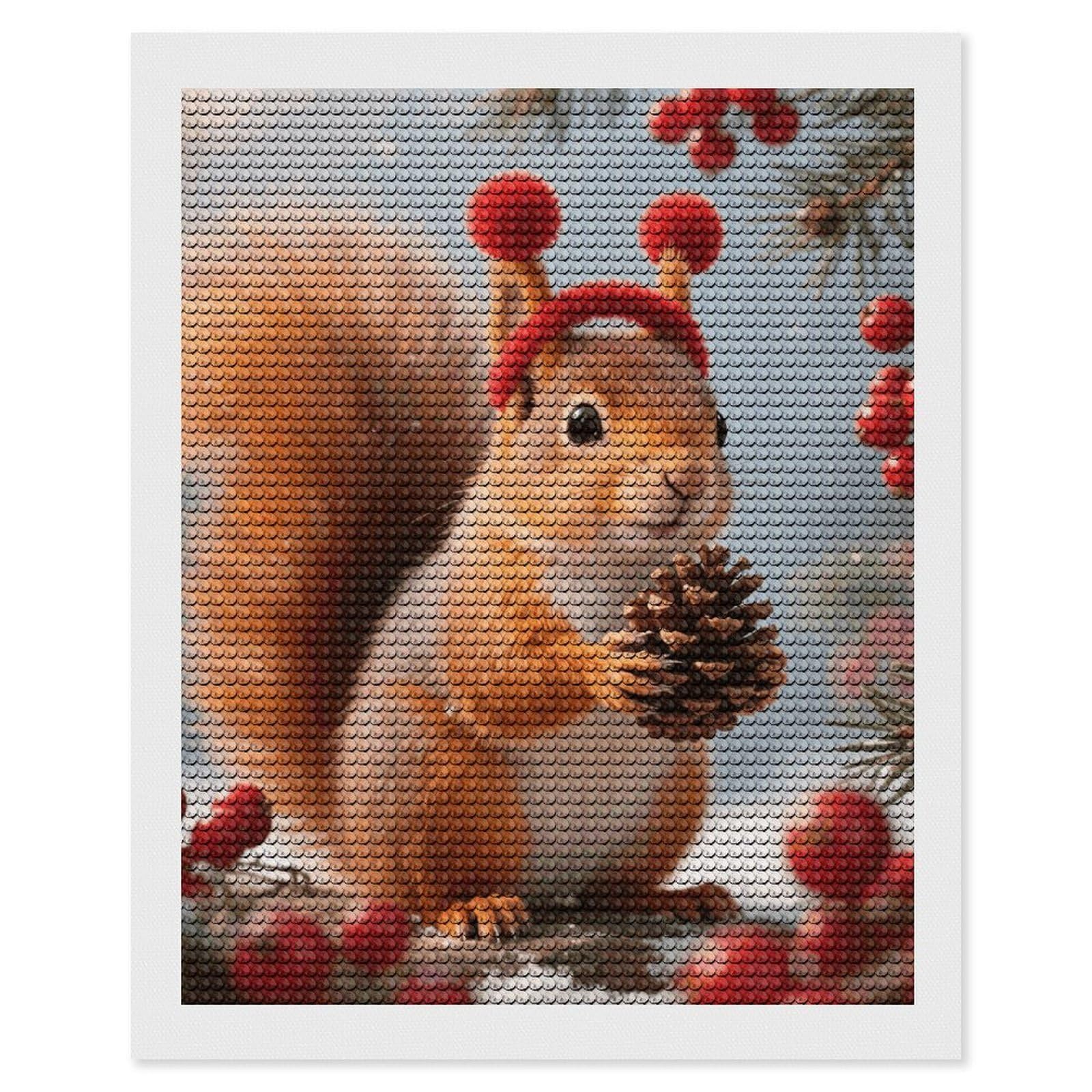 FodPand Squirrel 5D Diamond Painting Kits for Adults Beginners Full Drill Round Diamond Dots Pictures Gem Art Supplies for Home Wall Room Decoration DIY Craft Set Gift 16x20