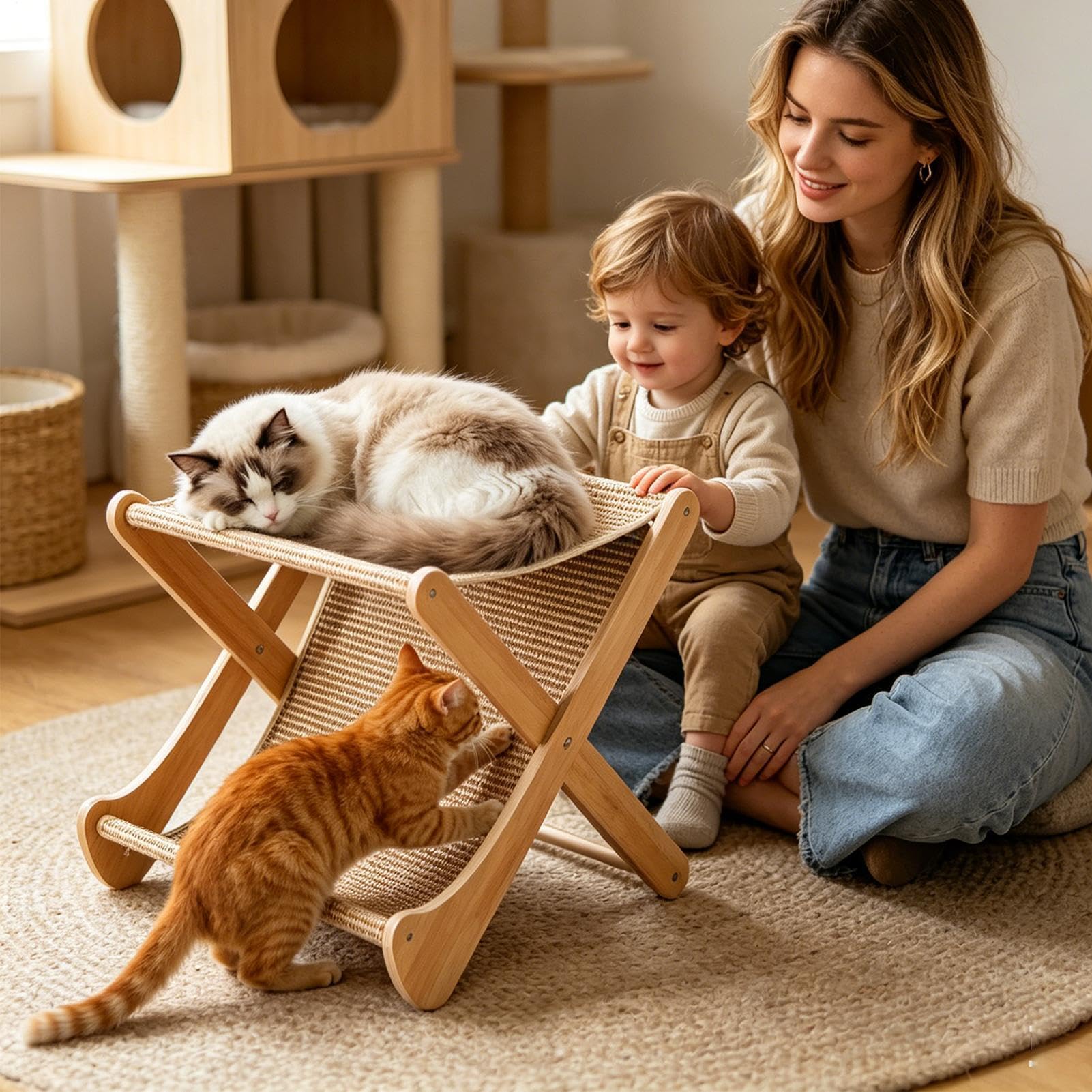Casetta In Cartone Per Gatti Tiragraffi Interattivo di Cartone a 2 | Tappetini Tiragraffi Per Interni, , Addestramento, Esercizio, Noia, Stimolazione Mentale, In Famiglia, Viaggio