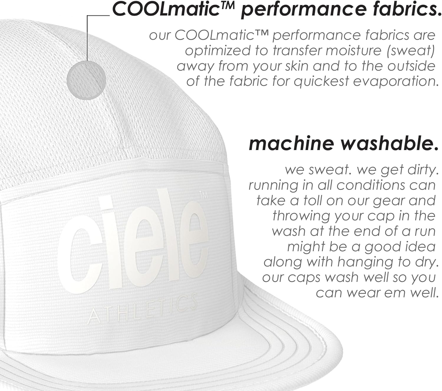 Ciele Athletics GOCap - Premium Washable Moisture Wicking Hat with Sun Protection, 5-Panel Knit Running Hat - Ghost - Image 2