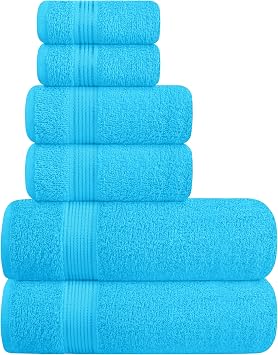 Belizzi Home Ultra Soft 6 Pack Cotton Towel Set, Contains 2 Bath Towels 28x55 inch, 2 Hand Towels 16x24 inch & 2 Wash Coths 1