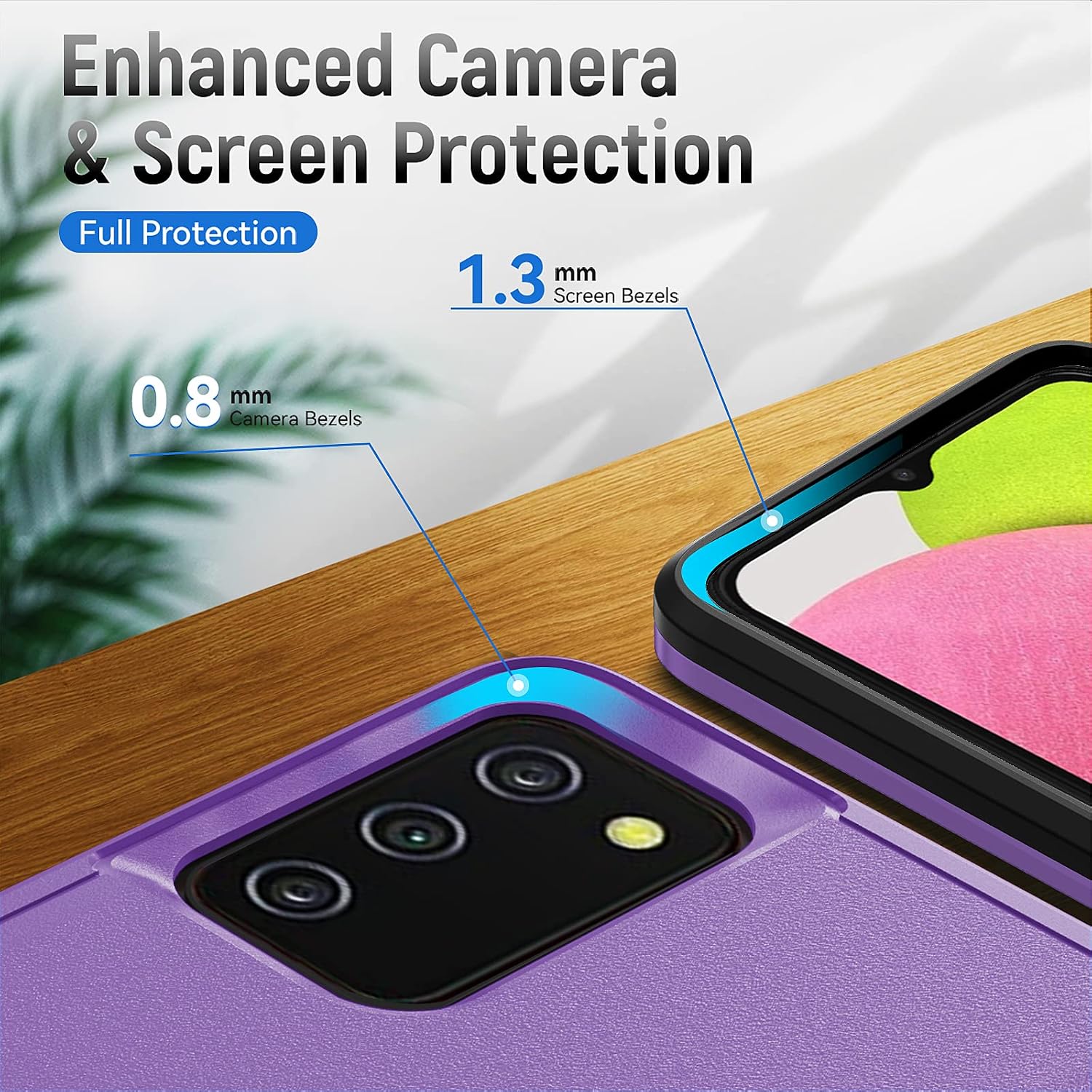 for Samsung Galaxy A03S Case with HD Screen Protector, Purple image 4