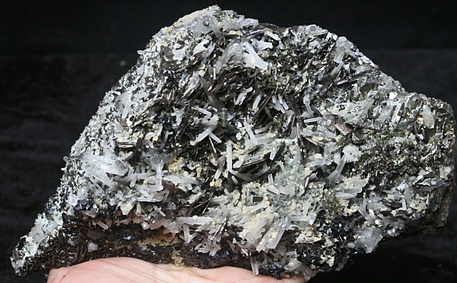 1494g3.28lb Pure Lustre Metallic Solid Golden Pyrite & Crystal Mineral Specimen