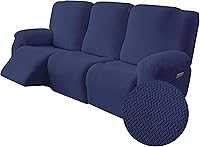 Vista 23 de Genina Funda para Silla Reclinable, Fundas Elásticas para Sillas Reclinables, Fundas para Sofá Reclinable de Rayas de Jacquard, Fundas Protectoras