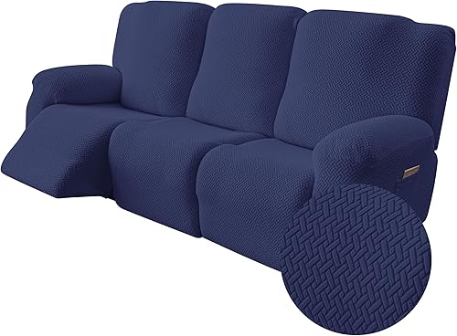 Miniatura 23 de Genina Funda para Silla Reclinable, Fundas Elásticas para Sillas Reclinables, Fundas para Sofá Reclinable de Rayas de Jacquard, Fundas Protectoras