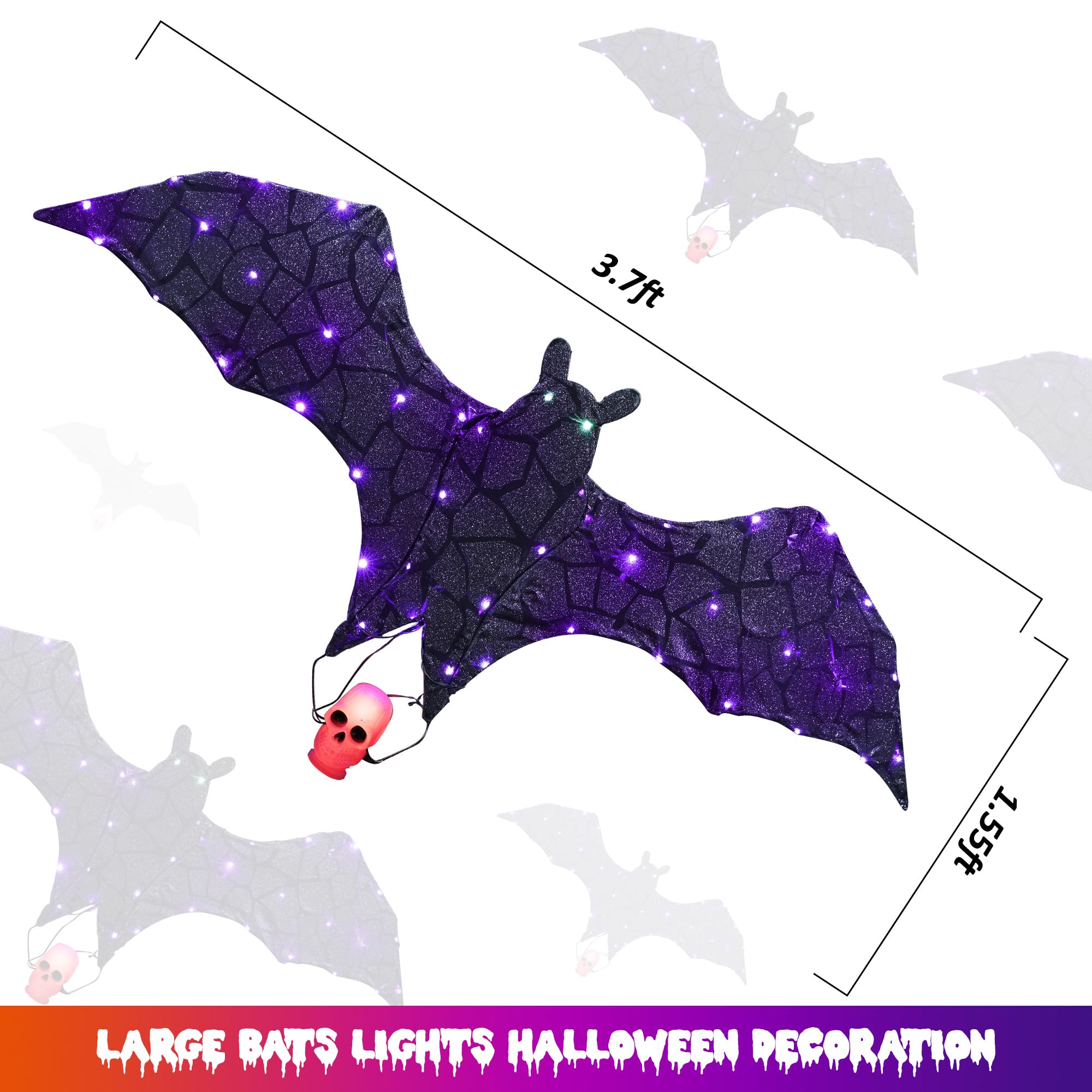 Europalms Halloween Motore Bat cifra + Suono + LED