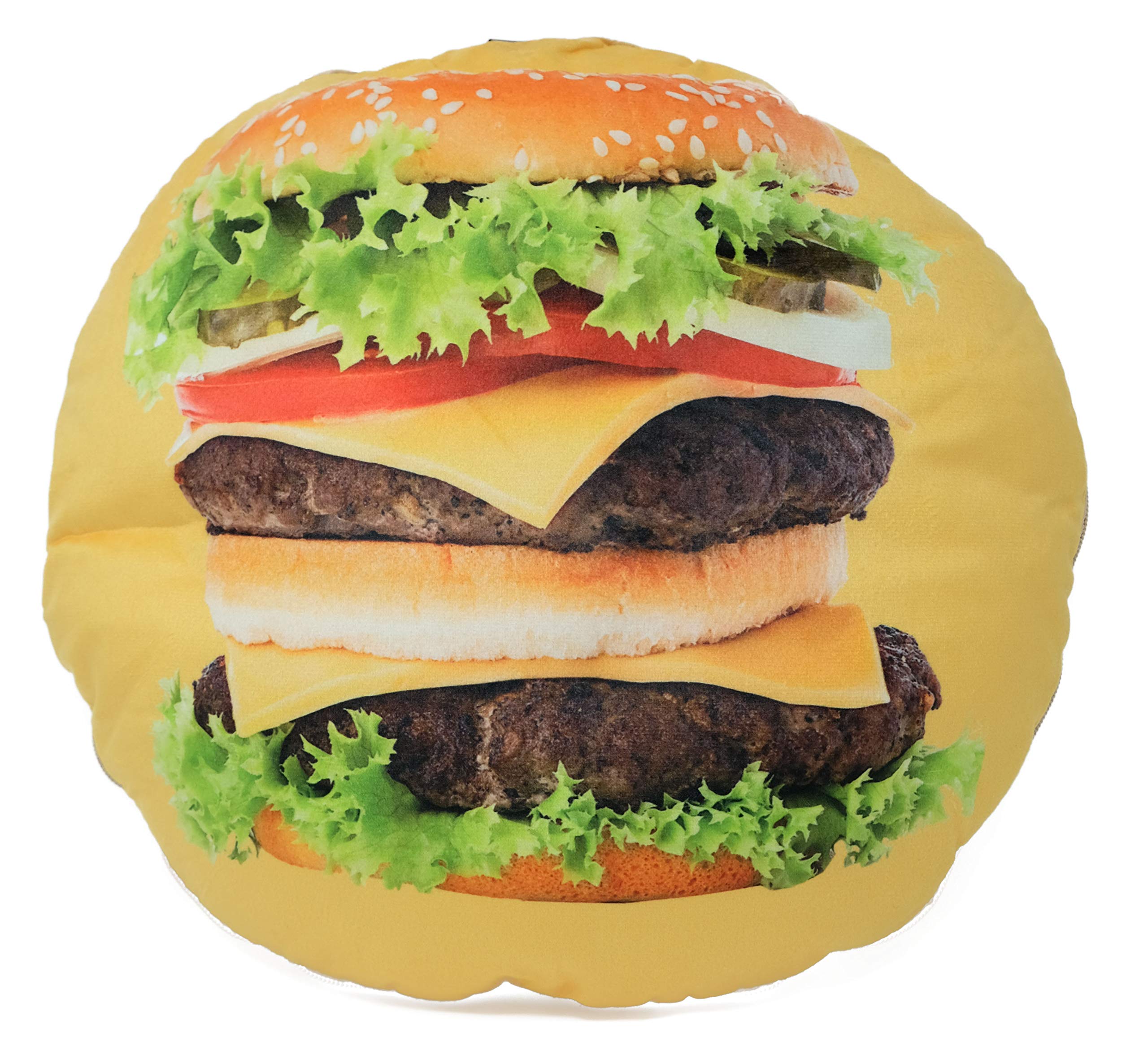 Capital Wireless 2 in 1 Plush Stuffed Fruit Food Toy Throw Pillow Blanket Set (Hamburger)