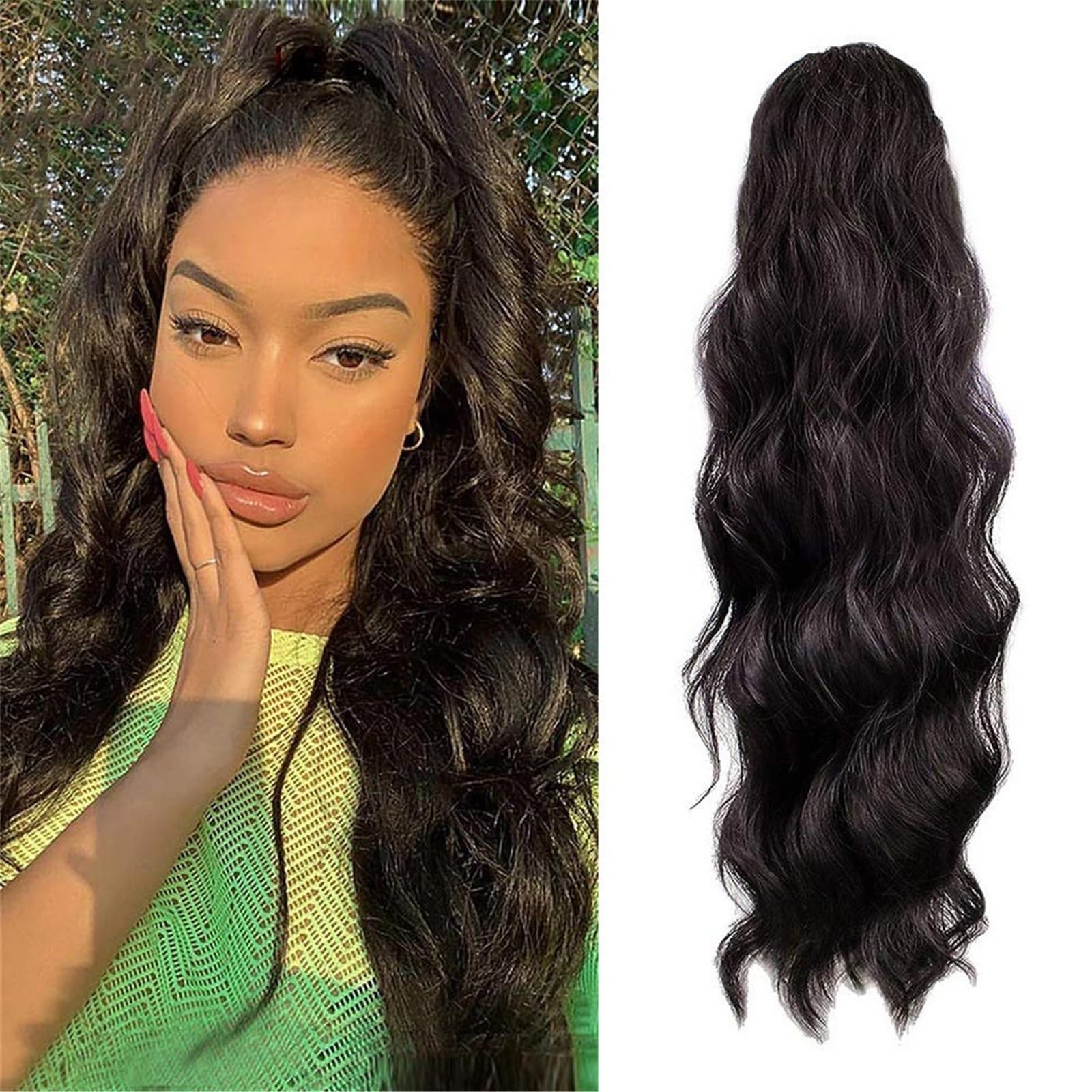 Przedłużenie kucyka Spinka do włosów Body Wave z ludzkich w brazylijskim kucyku Remy naturalnym kolorze dla kobiet Koński ogon(10inches)