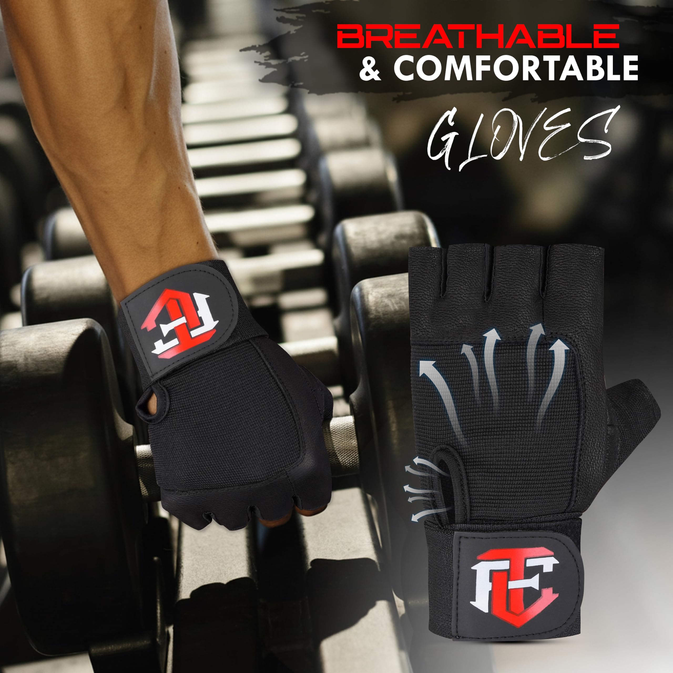 Guanti per sollevamento pesi, guanti da allenamento per uomini e donne, supporto per il polso, palmo antiscivolo, traspiranti e durevoli, per powerlifting, crossfit, allenamento e