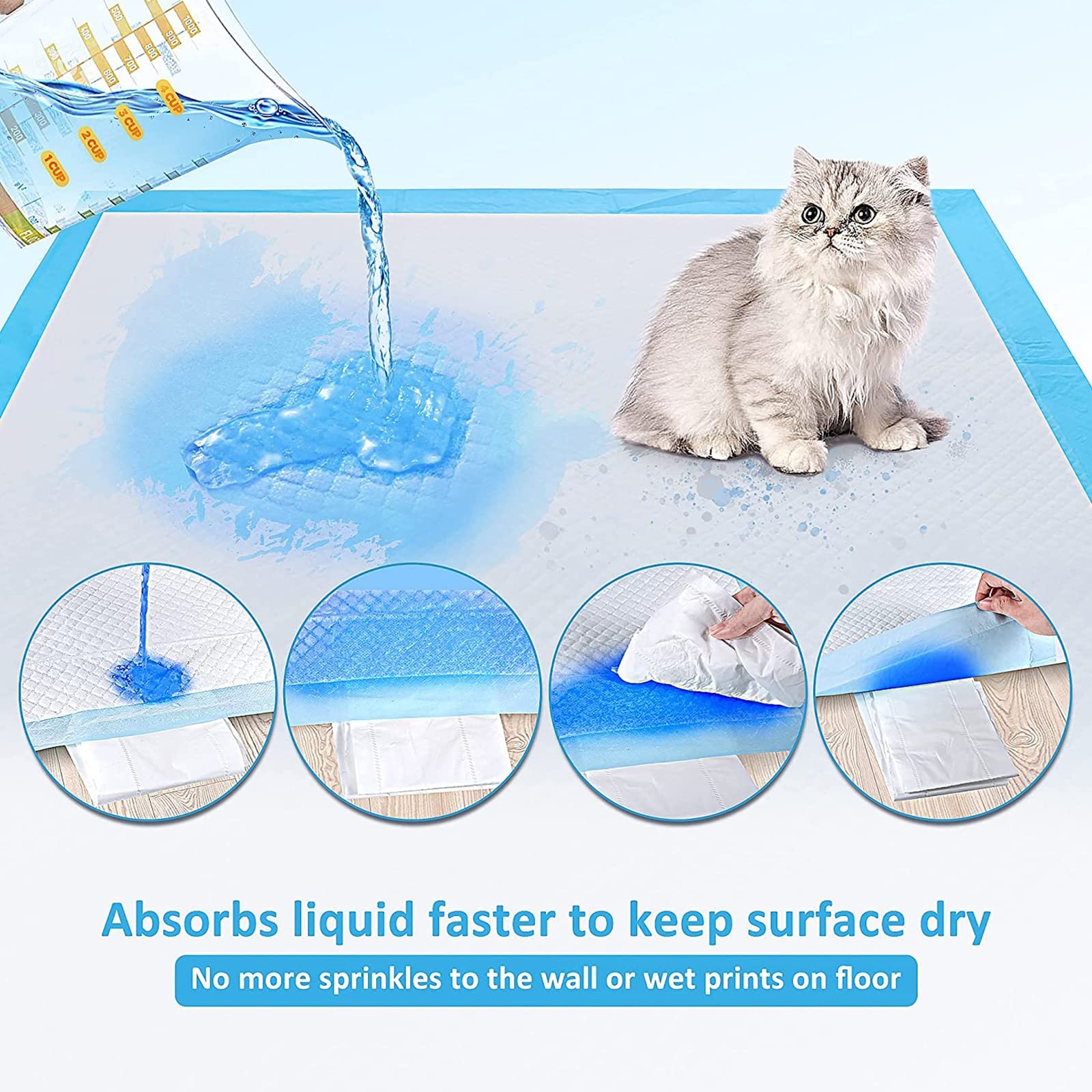 Empapadores Perros Alfombrillas Higiénica Desechables para Mascotas, Almohadillas De Entrenamiento para Mascotas,Súper Absorbentes,Resistente A Prueba De Fugas