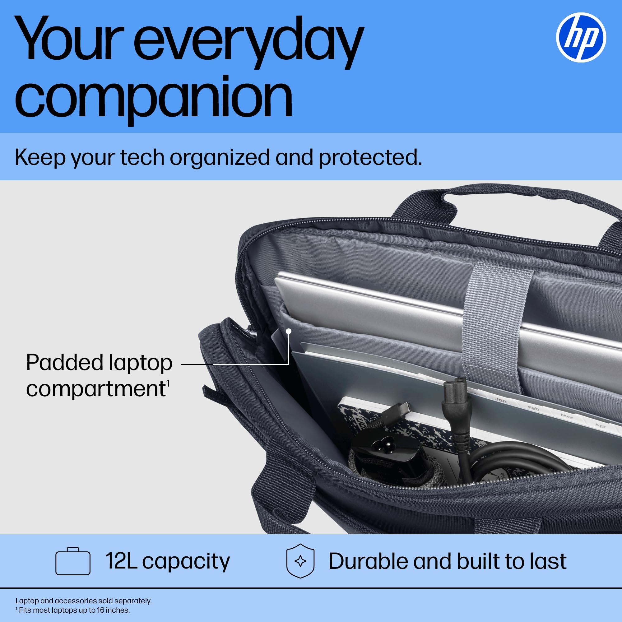 HP Everyday 16-inch Laptop Briefcase, Water-Resistant 600D