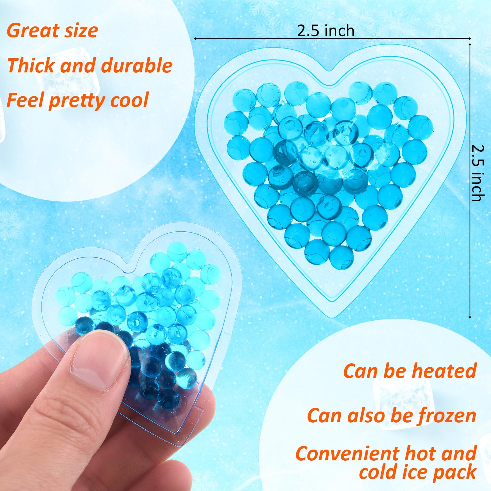 TrelaCo Zestaw 60 szt. Boo Boo Ice Pack gorący i zimny lód w kształcie serca zimny kompres wielokrotnego użytku pojemnik na lód na urazy mądrość zęby kolka ból gorączka bóle głowy, 6 kolorów