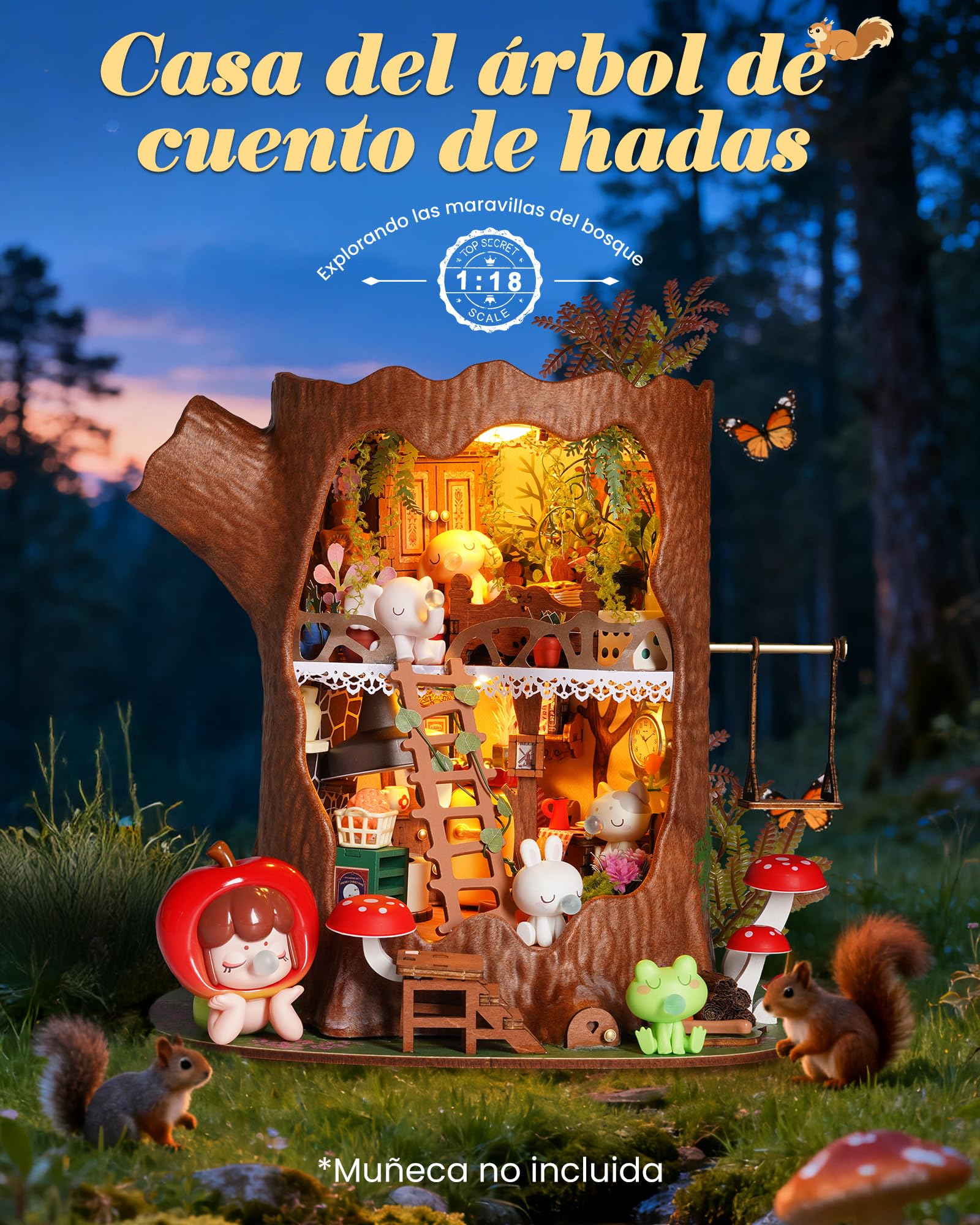 Rolife Maquetas Casa del árbol de Cuento de hadas-275 Piezas DIY Miniature House Diorama, Casas Miniaturas para Montar Puzzle 3D Madera para Adultos ¡Ningún Pegamento Necesario Regalo reconfortante
