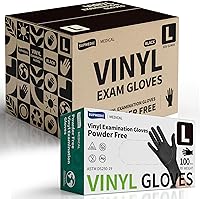 Vista 11 de Vinyl Disposable Exam Gloves, Black 4Mil Powder-Free Latex-Free Medical Food Safe Cooking Cleaning Glove 100 &1000Ct