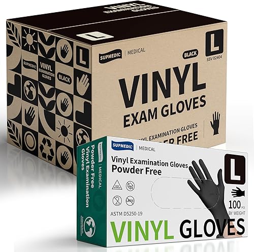 Miniatura 11 de Vinyl Disposable Exam Gloves, Black 4Mil Powder-Free Latex-Free Medical Food Safe Cooking Cleaning Glove 100 &1000Ct