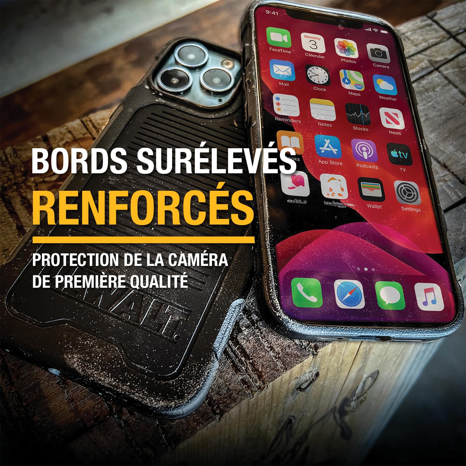 DEWALT Coque magnétique Robuste pour iPhone 15, Compatible avec MagSafe, résistante aux Chutes, aux Chocs, Coque Fine pour iPhone 15, Noir Mat