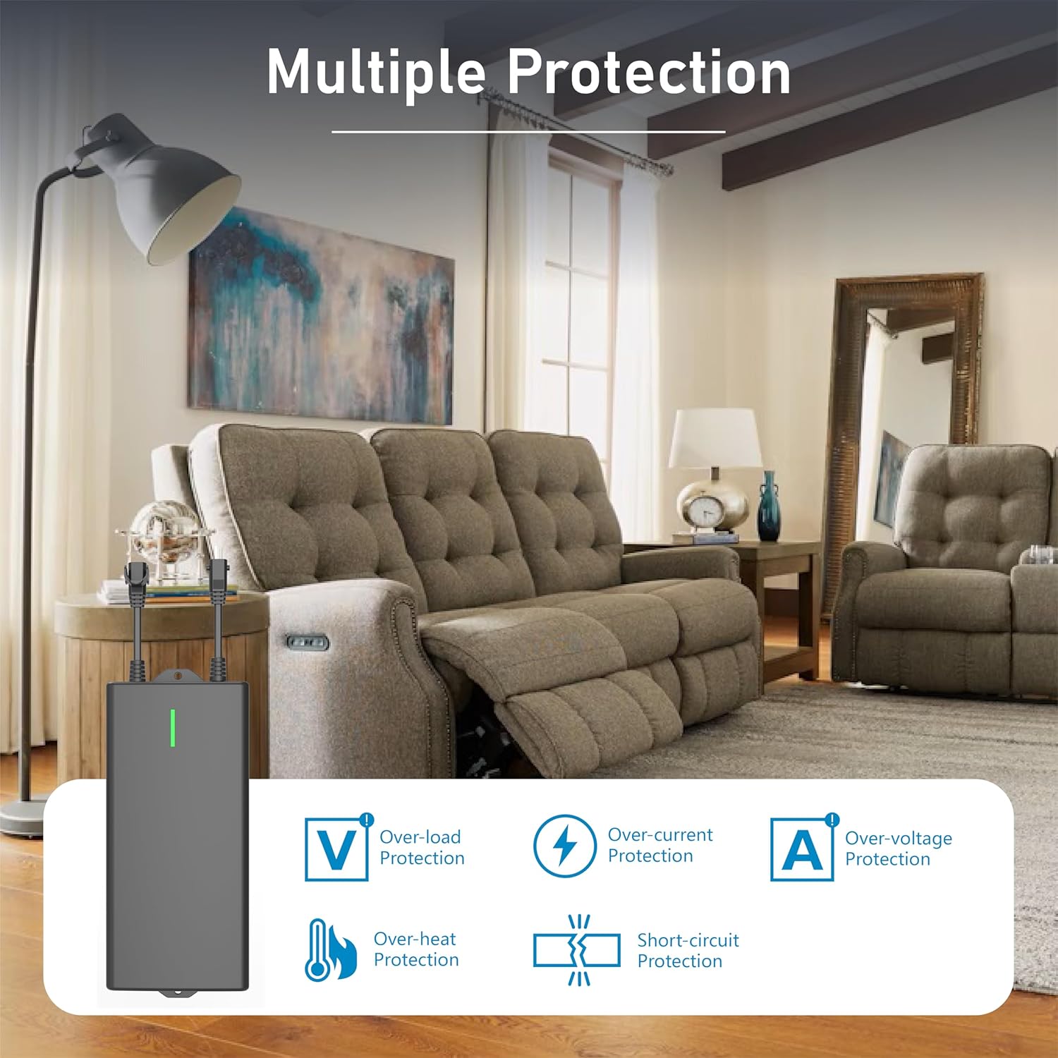 Universal Battery Pack for Reclining Furniture, 6000mAh Wireless Couch Battery Pack Rechargeable for Power Recliner, Power Sofa, Sectional