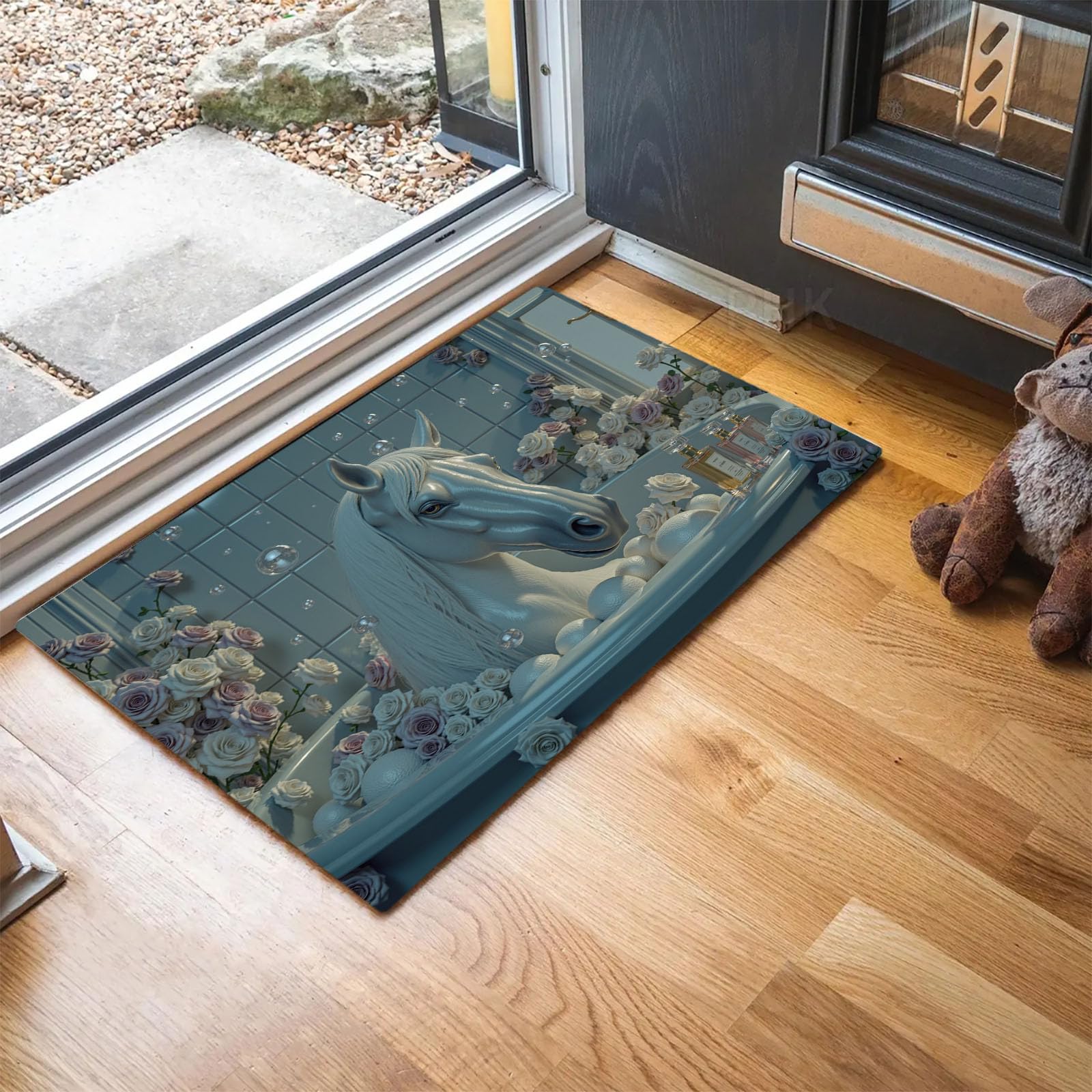 Paillasson grand format absorbant et lavable contre les pattes de chien